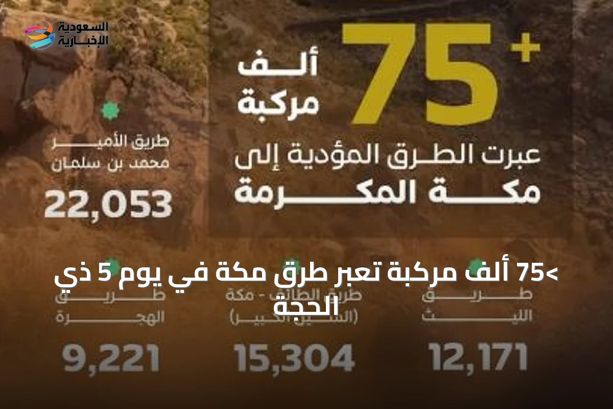 >75 ألف مركبة تعبر طرق مكة في يوم 5 ذي الحجة