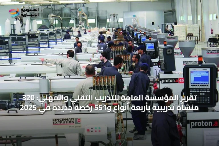 تقرير المؤسسة العامة للتدريب التقني والمهني: 320 منشأة تدريبية بأربعة أنواع و551 رخصة جديدة في 2025