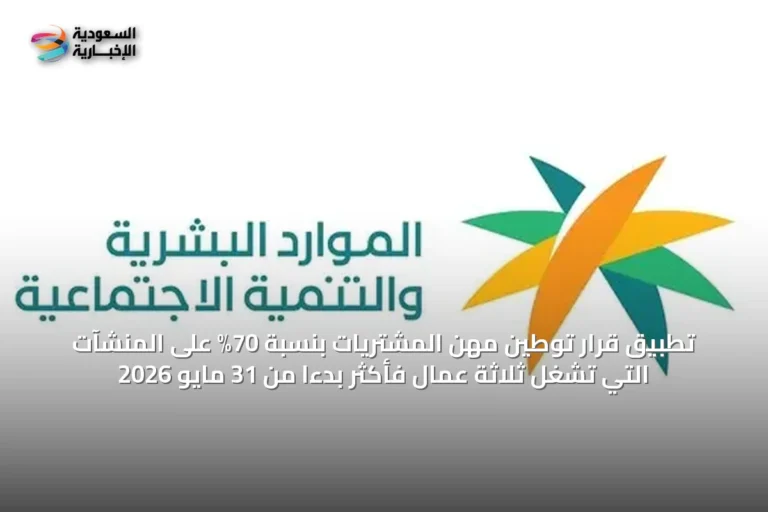 تطبيق قرار توطين مهن المشتريات بنسبة 70% على المنشآت التي تشغل ثلاثة عمال فأكثر بدءاً من 31 مايو 2026