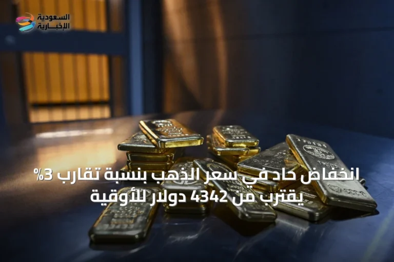 انخفاض حاد في سعر الذهب بنسبة تقارب 3% يقترب من 4342 دولار للأوقية