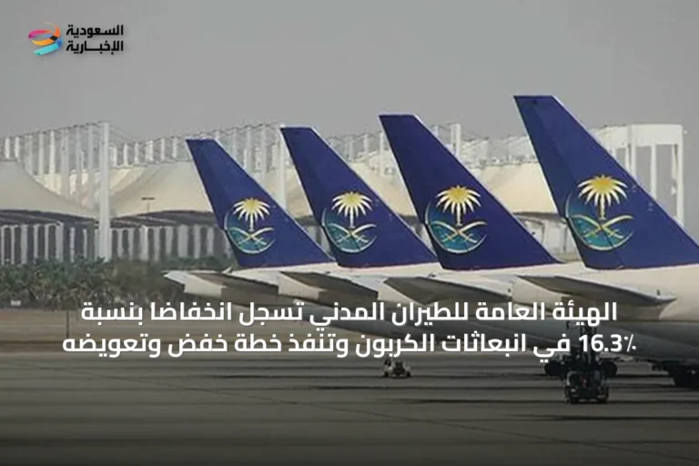 الهيئة العامة للطيران المدني تسجل انخفاضًا بنسبة 16.3٪ في انبعاثات الكربون وتنفذ خطة خفض وتعويضه
