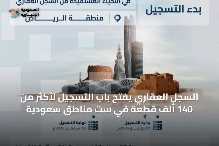 السجل العقاري يفتح باب التسجيل لأكثر من 140 ألف قطعة في ست مناطق سعودية