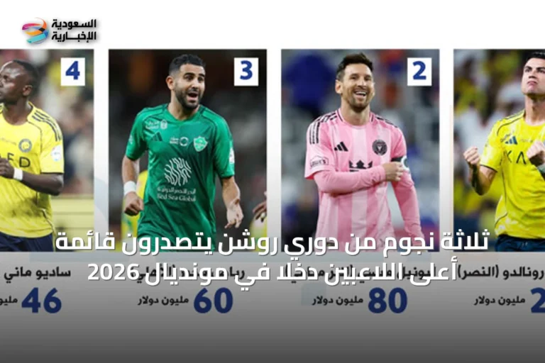 ثلاثة نجوم من دوري روشن يتصدرون قائمة أعلى اللاعبين دخلاً في مونديال 2026