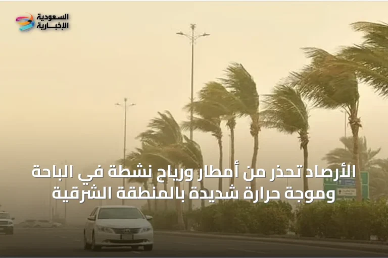 الأرصاد تحذّر من أمطار ورياح نشطة في الباحة وموجة حرارة شديدة بالمنطقة الشرقية