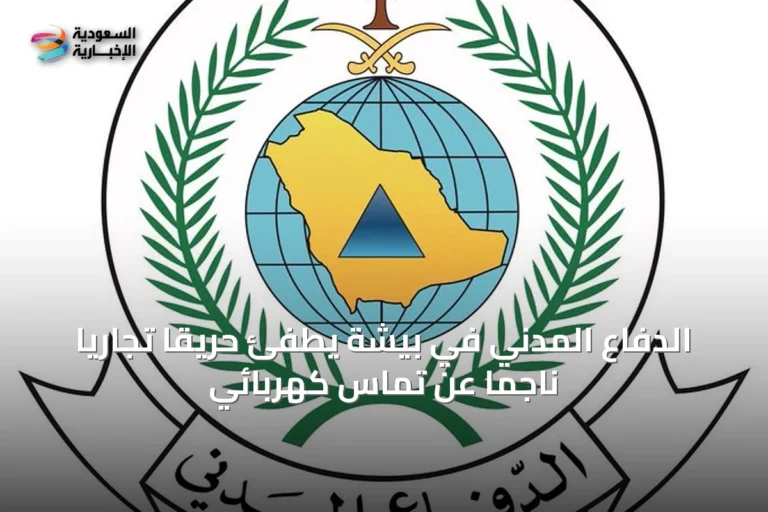 الدفاع المدني في بيشة يطفئ حريقًا تجاريًا ناجمًا عن تماس كهربائي