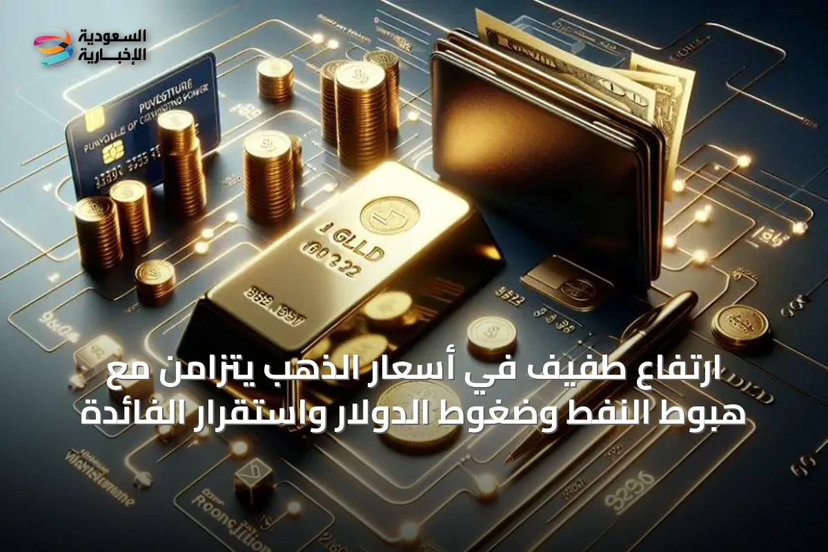 ارتفاع طفيف في أسعار الذهب يتزامن مع هبوط النفط وضغوط الدولار واستقرار الفائدة