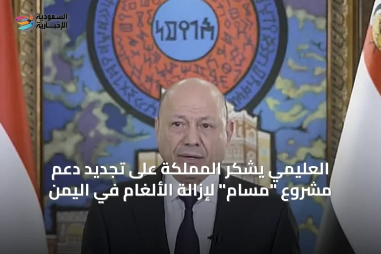 العليمي يشكر المملكة على تجديد دعم مشروع "مسام" لإزالة الألغام في اليمن