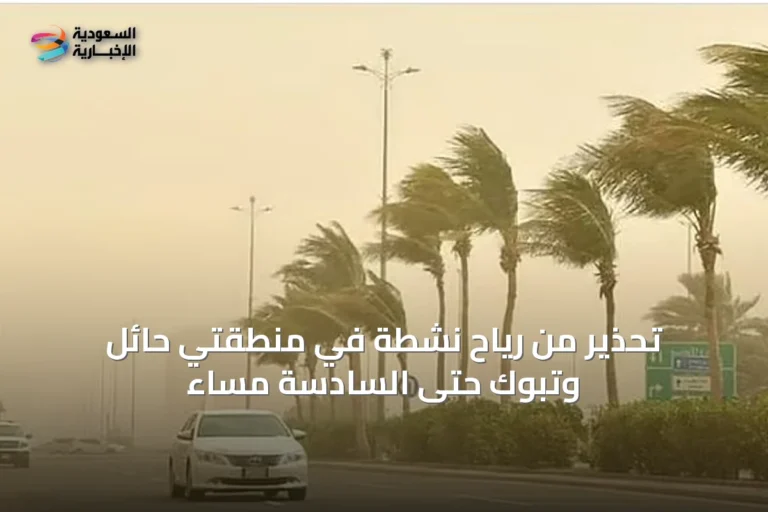 تحذير من رياح نشطة في منطقتي حائل وتبوك حتى السادسة مساءً