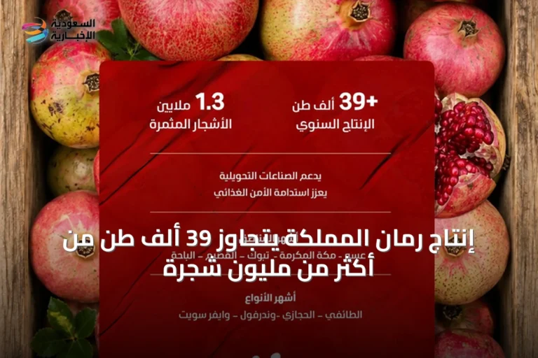 إنتاج رمان المملكة يتجاوز 39 ألف طن من أكثر من مليون شجرة