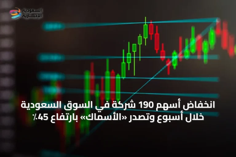 انخفاض أسهم 190 شركة في السوق السعودية خلال أسبوع وتصدر «الأسماك» بارتفاع 45٪