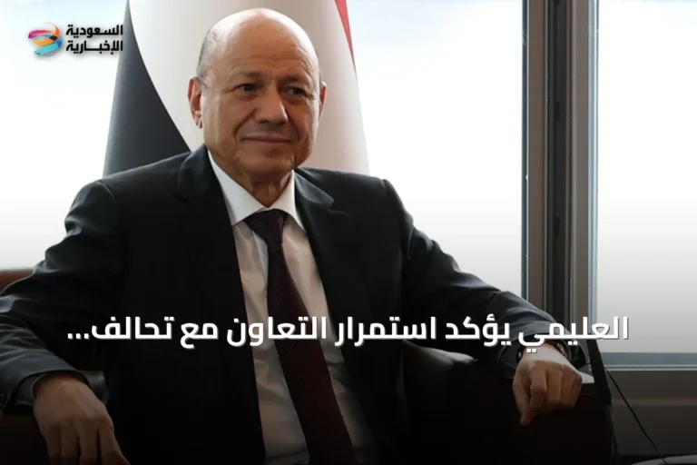 العليمي يؤكد استمرار التعاون مع تحالف الشرعية لحماية الممرات المائية وتحذير الحوثيين