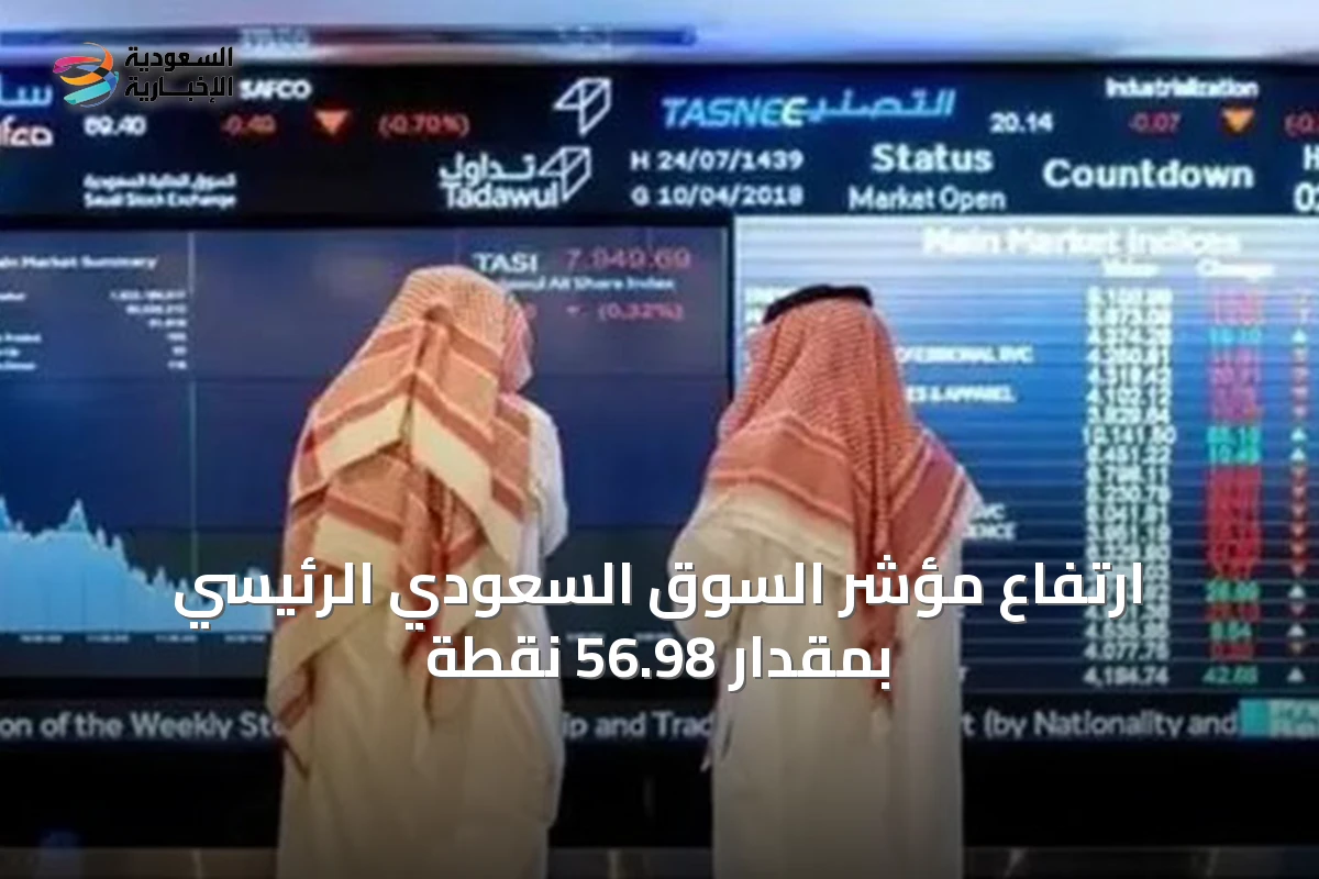 ارتفاع مؤشر السوق السعودي الرئيسي بمقدار 56.98 نقطة