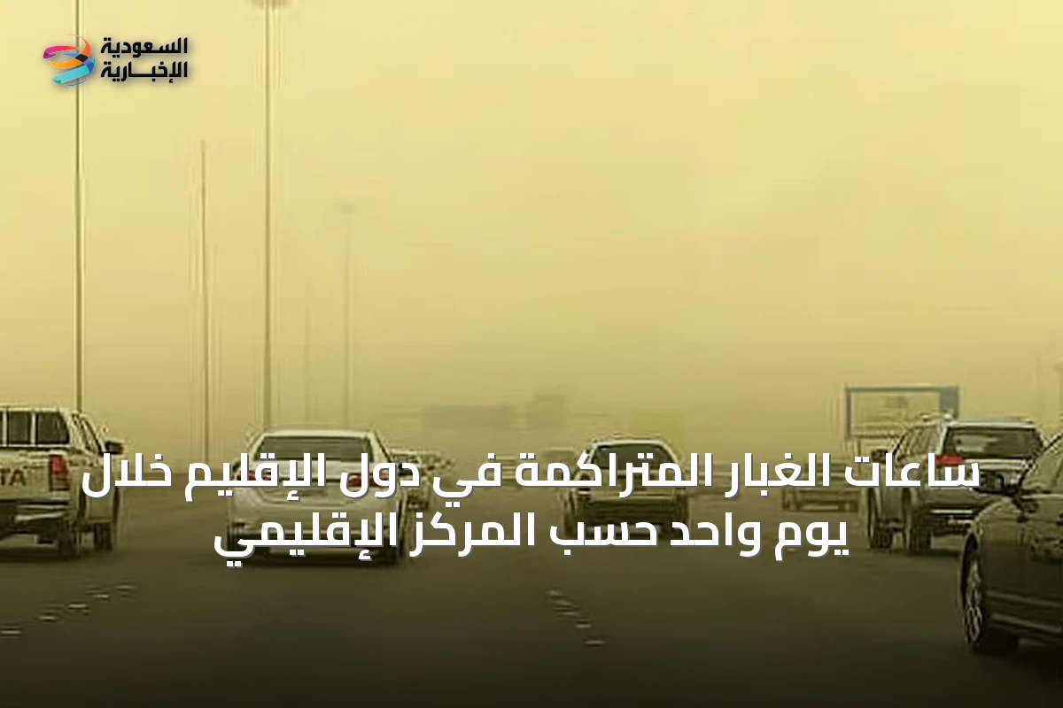 ساعات الغبار المتراكمة في دول الإقليم خلال يوم واحد حسب المركز الإقليمي