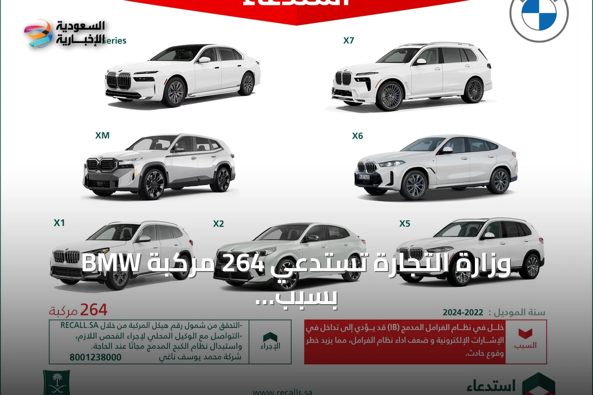 وزارة التجارة تستدعي 264 مركبة BMW بسبب خلل في نظام الفرامل المدمج