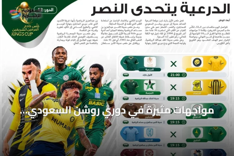مواجهات مثيرة في دوري روشن السعودي والدرجة الأولى