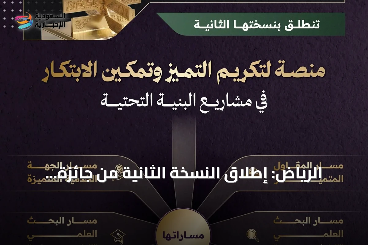 الرياض: إطلاق النسخة الثانية من جائزة البنية التحتية 2026 بستة مسارات للتنافس