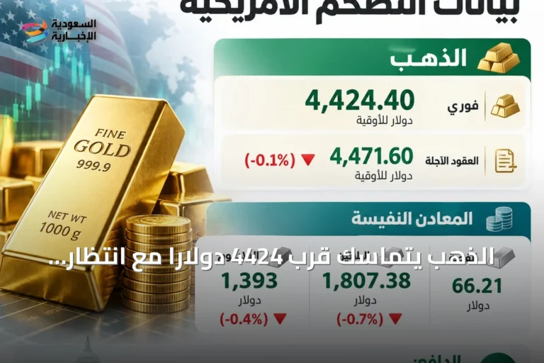 الذهب يتماسك قرب 4424 دولاراً مع انتظار بيانات التضخم الأمريكية