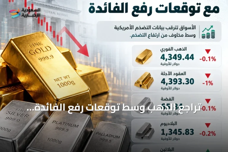 تراجع الذهب وسط توقعات رفع الفائدة وانتظار بيانات التضخم الأميركية