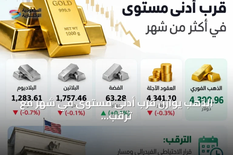 الذهب يوازن قرب أدنى مستوى في شهر مع ترقب قرار الفدرالي