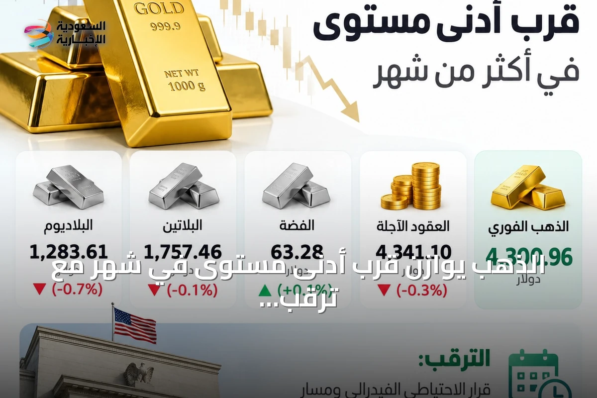 الذهب يوازن قرب أدنى مستوى في شهر مع ترقب قرار الفدرالي
