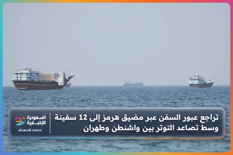 تراجع عبور السفن عبر مضيق هرمز إلى 12 سفينة وسط تصاعد التوتر بين واشنطن وطهران