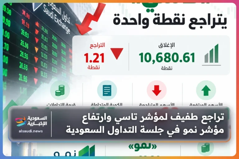 تراجع طفيف لمؤشر تاسي وارتفاع مؤشر نمو في جلسة التداول السعودية