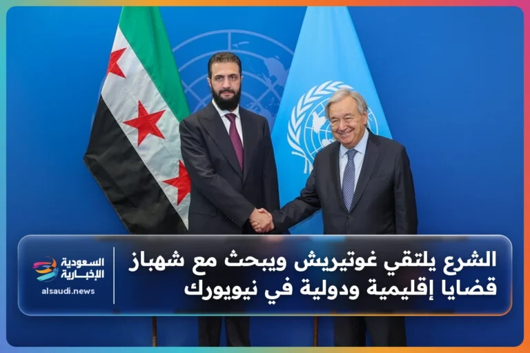 الشرع يلتقي غوتيريش ويبحث مع شهباز قضايا إقليمية ودولية في نيويورك