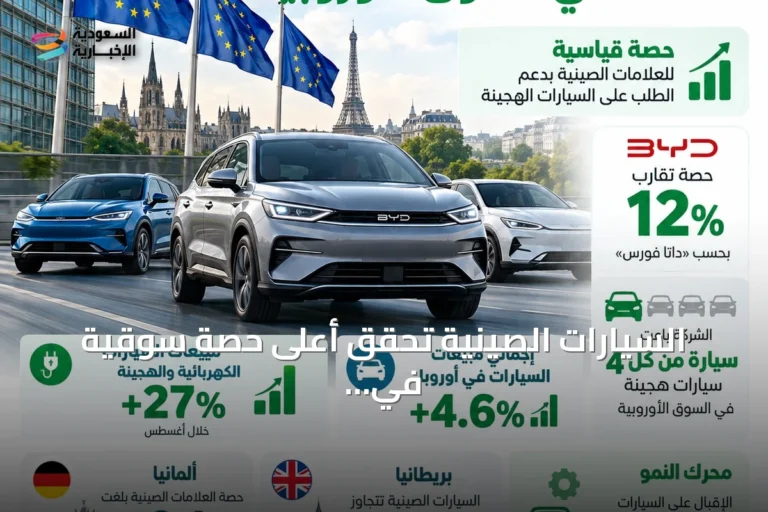 السيارات الصينية تحقق أعلى حصة سوقية في أوروبا بدعم الطلب المتزايد على المركبات الهجينة