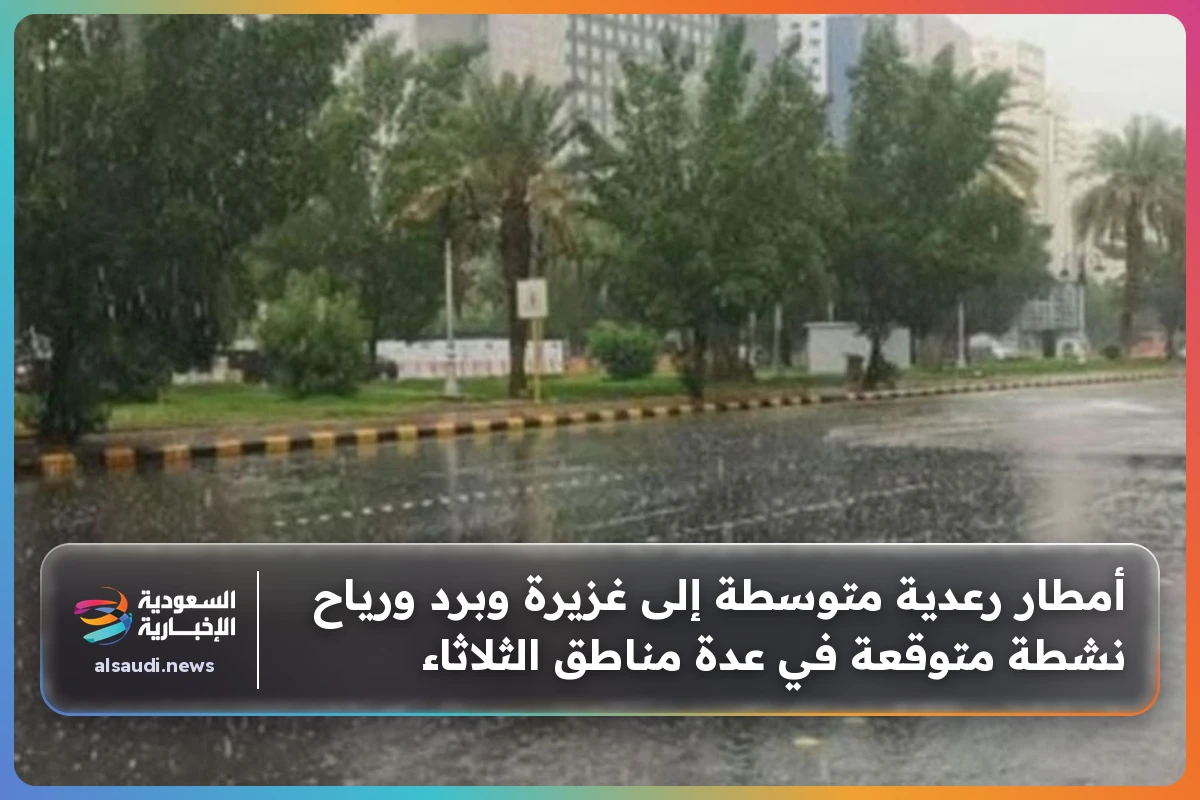 أمطار رعدية متوسطة إلى غزيرة وبرد ورياح نشطة متوقعة في عدة مناطق الثلاثاء