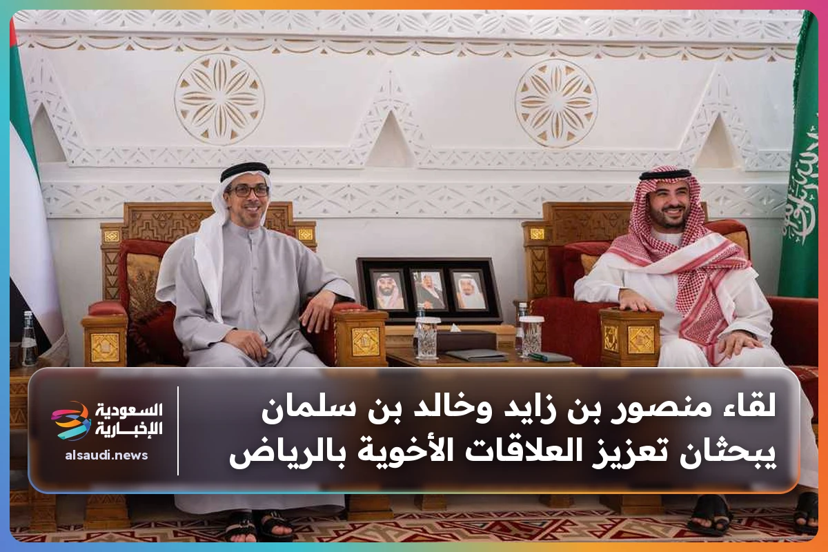 لقاء منصور بن زايد وخالد بن سلمان يبحثان تعزيز العلاقات الأخوية بالرياض