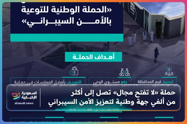 حملة «لا تفتح مجال» تصل إلى أكثر من ألفي جهة وطنية لتعزيز الأمن السيبراني