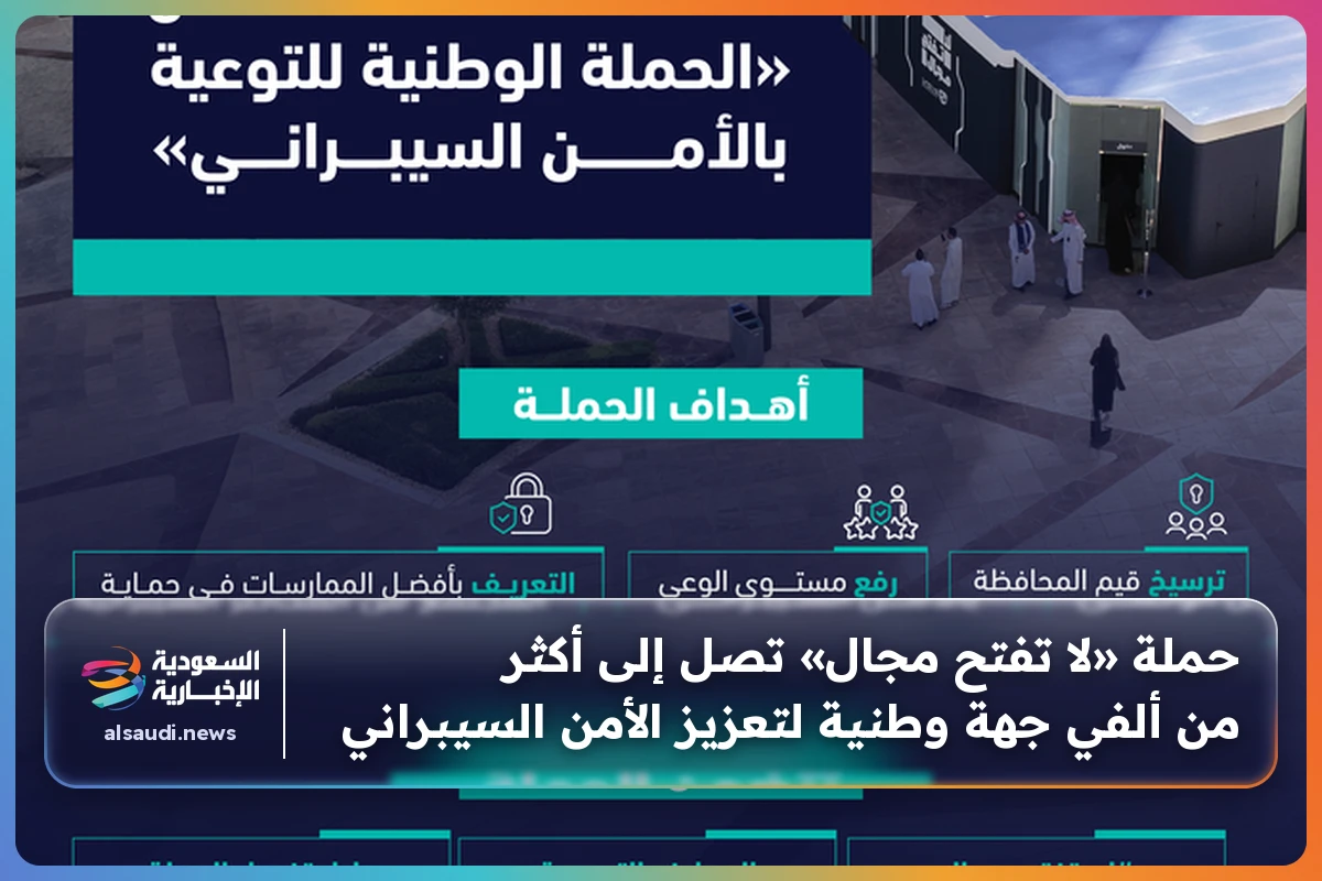 حملة «لا تفتح مجال» تصل إلى أكثر من ألفي جهة وطنية لتعزيز الأمن السيبراني