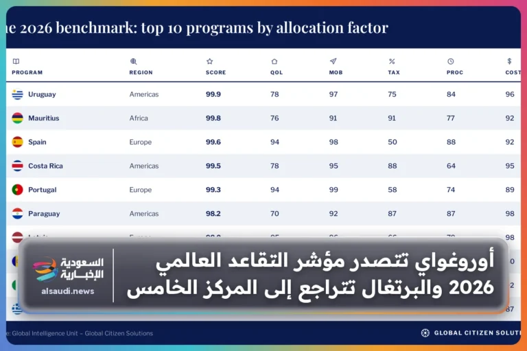 أوروغواي تتصدر مؤشر التقاعد العالمي 2026 والبرتغال تتراجع إلى المركز الخامس