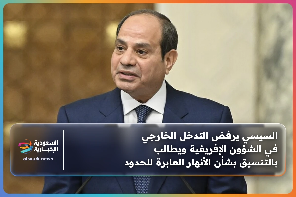 السيسي يرفض التدخل الخارجي في الشؤون الإفريقية ويطالب بالتنسيق بشأن الأنهار العابرة للحدود