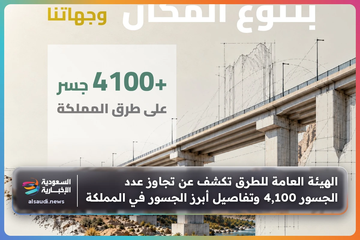 الهيئة العامة للطرق تكشف عن تجاوز عدد الجسور 4,100 وتفاصيل أبرز الجسور في المملكة