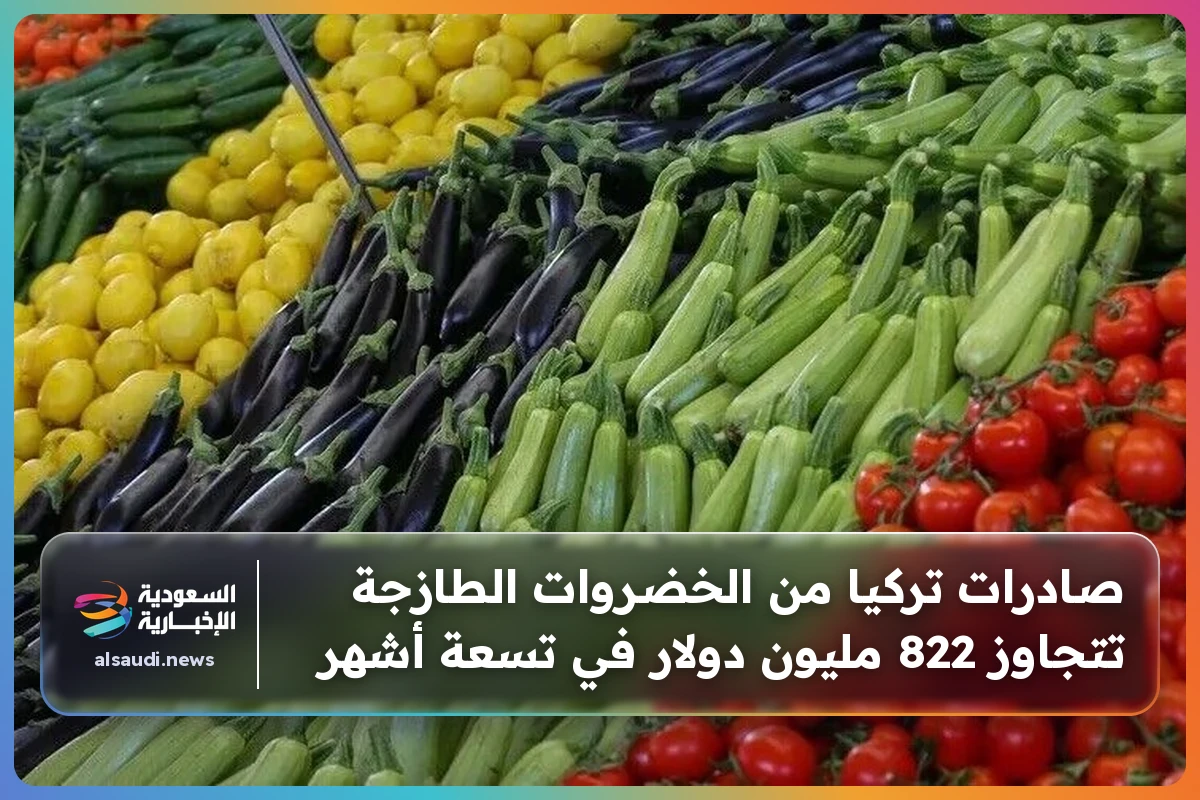 صادرات تركيا من الخضروات الطازجة تتجاوز 822 مليون دولار في تسعة أشهر