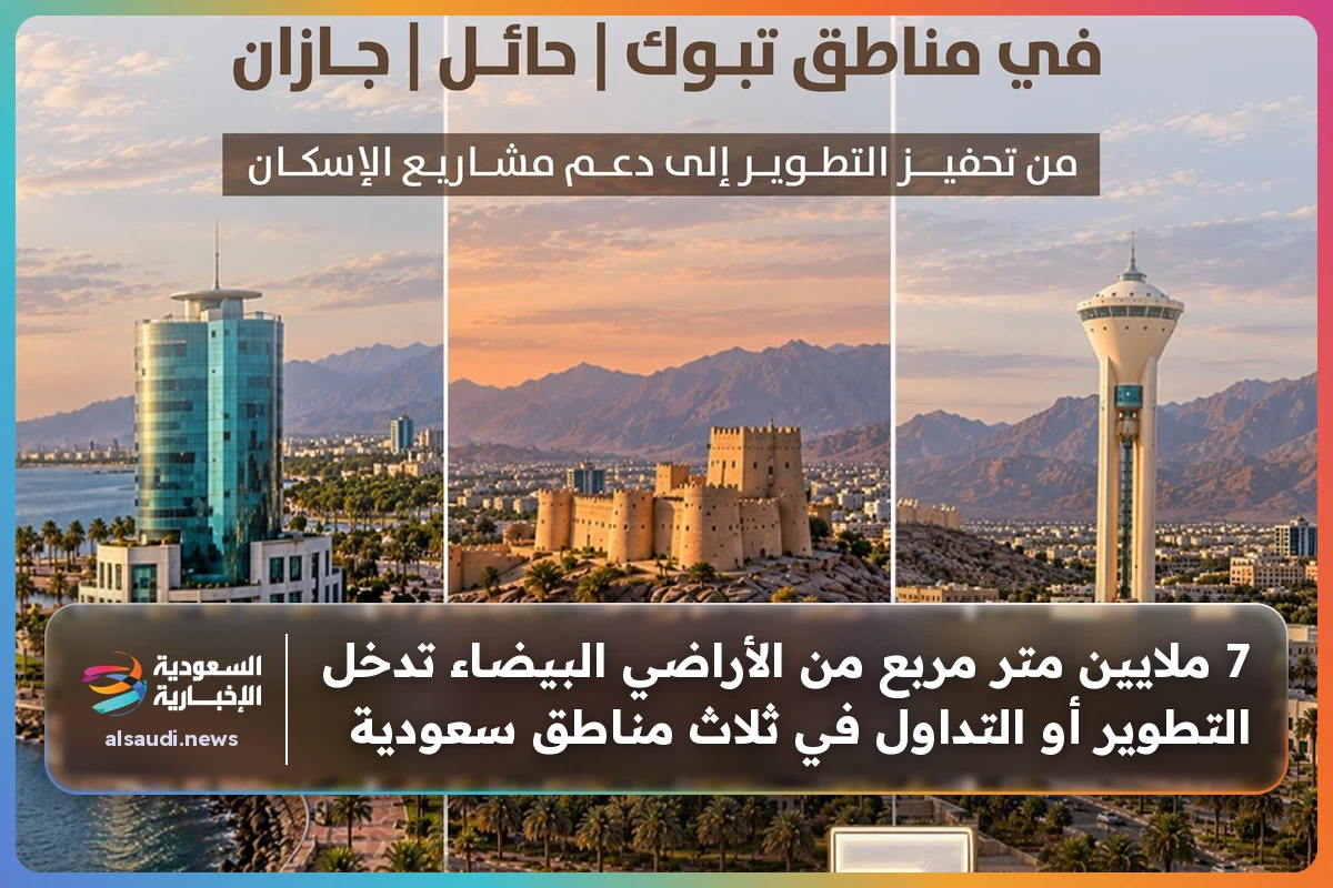 7 ملايين متر مربع من الأراضي البيضاء تدخل التطوير أو التداول في ثلاث مناطق سعودية