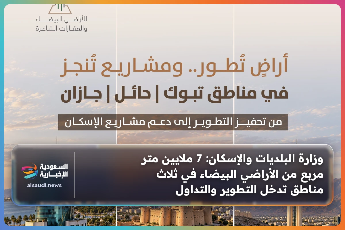 وزارة البلديات والإسكان: 7 ملايين متر مربع من الأراضي البيضاء في ثلاث مناطق تدخل التطوير والتداول