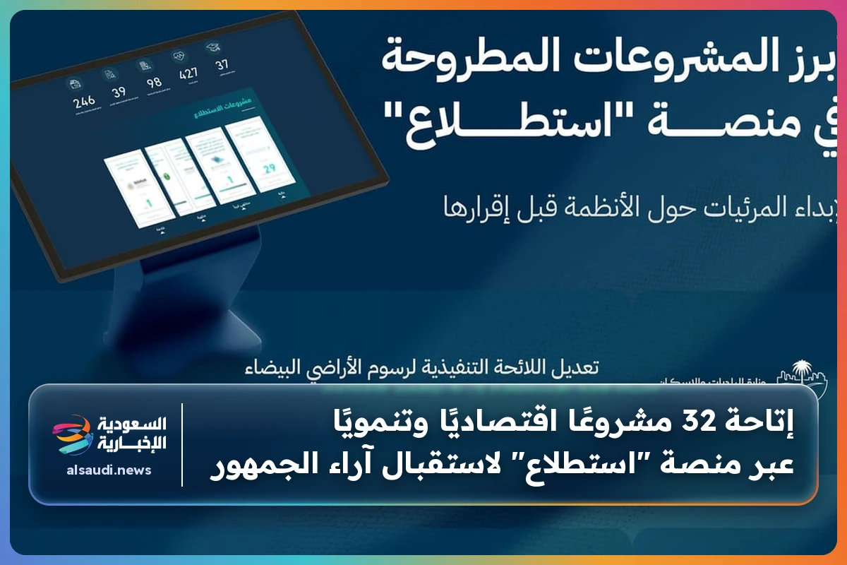 إتاحة 32 مشروعًا اقتصاديًا وتنمويًا عبر منصة "استطلاع" لاستقبال آراء الجمهور