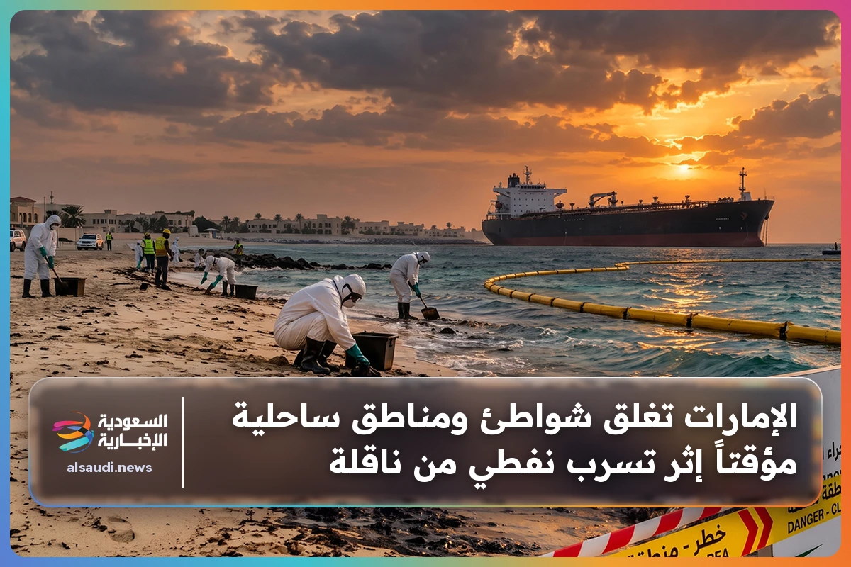 الإمارات تغلق شواطئ ومناطق ساحلية مؤقتاً إثر تسرب نفطي من ناقلة